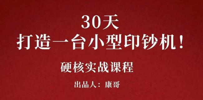 康哥30天打造一台小型印钞机：躺赚30万的项目完整复盘（视频教程）